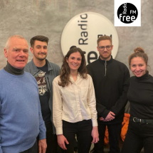 Lea Knobloch, Nicole Galiger, Mike Hoffmann, Mark Hensch und Rüdiger Kortmann bei Radio free FM