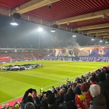 Die Choreo des Heimblocks beim Spiel des FC Heidenheims.