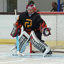 Der Goalie der Ulmer beim Warmmachen. Foto: Willpics4u